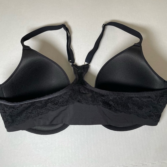 Montelle Racerback T-Shirt Bra 34D Front Closure Lace Detail Molded Cups Black - Picture 2 of 14